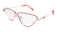 Soigné Female Large Cat Eye Spectacle Frame.Red&Gold Metal Frame
