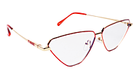 Soigné Female Large Cat Eye Spectacle Frame.Red&Gold Metal Frame