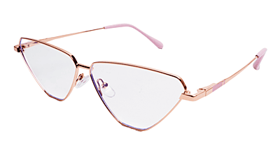 Soigné Female Large Cat Eye Spectacle Frame.Golden Metal Frame