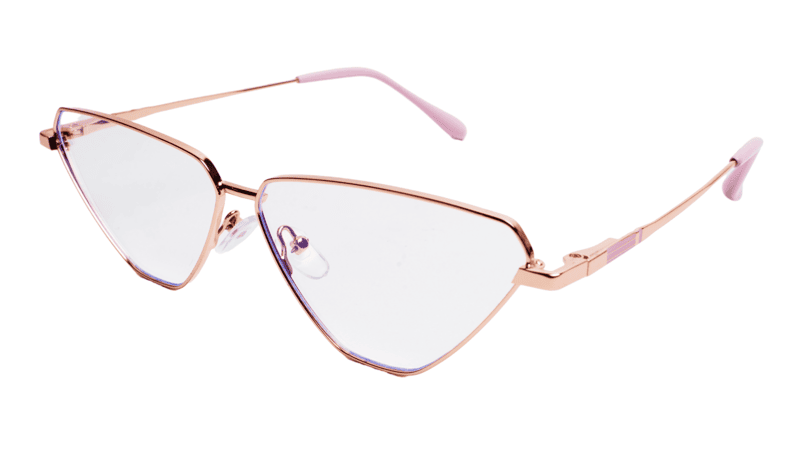 Soigné Female Large Cat Eye Spectacle Frame.Golden Metal Frame