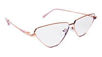 Soigné Female Large Cat Eye Spectacle Frame.Golden Metal Frame
