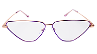 Soigné Female Large Cat Eye Spectacle Frame.Purple&Gold Metal Frame