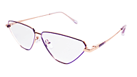 Soigné Female Large Cat Eye Spectacle Frame.Purple&Gold Metal Frame