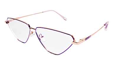 Soigné Female Large Cat Eye Spectacle Frame.Purple&Gold Metal Frame
