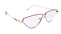 Soigné Female Large Cat Eye Spectacle Frame.Purple&Gold Metal Frame