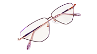 Soigné Female Large Cat Eye Spectacle Frame.Purple&Gold Metal Frame