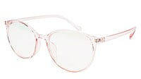 Female Oversize Round Spectacle Frame. See Through Light Pink Frame