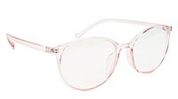 Female Oversize Round Spectacle Frame. See Through Light Pink Frame