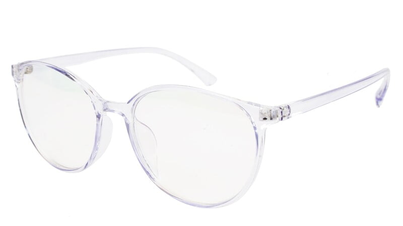 Unisex Oversized Round Spectacle Frame. Light Blue Frame