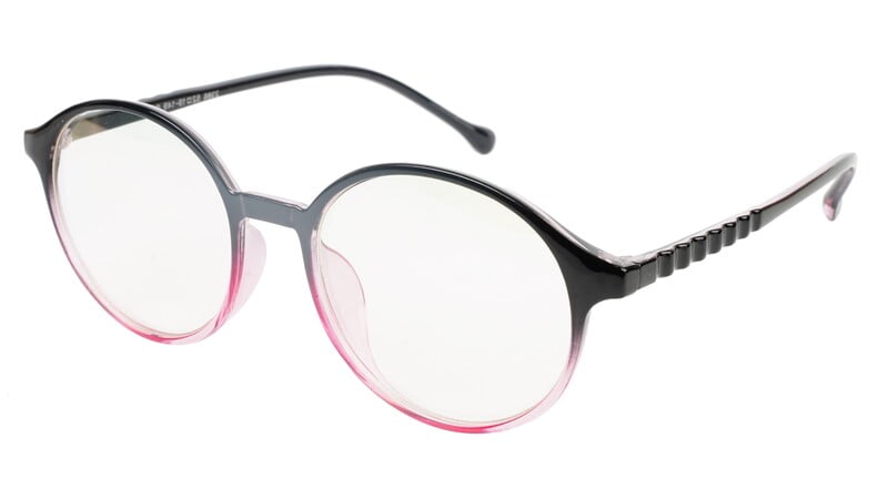 Female Oversize Round Spectacle Frame. Black & Pink Frame Female Oversize Round Spectacle Frame. Black & Pink Frame