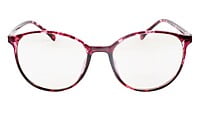Unisex Oversized Round Spectacle Frame. Red & Transparent Frame
