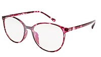 Unisex Oversized Round Spectacle Frame. Red & Transparent Frame