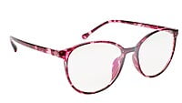 Unisex Oversized Round Spectacle Frame. Red & Transparent Frame