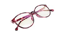 Unisex Oversized Round Spectacle Frame. Red & Transparent Frame