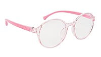 Round Spectacle Frame For Kids Girl. See Through Light Pink Rim. AGE-(7-10Yrs)