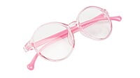 Round Spectacle Frame For Kids Girl. See Through Light Pink Rim. AGE-(7-10Yrs)