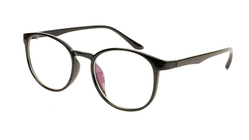 Unisex Medium Full Rim Round Spectacle Frame. Glossy Black Frame