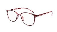 Unisex Large Rectangular Spectacle Frame. Red & Transparent Frame