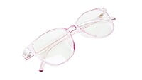 Female Large Rectangular Spectacle Frame. Light Pink Frame