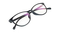 Female Large Cateye Spectacle Frame. Glossy Black Frame