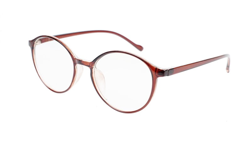 Unisex Medium Full Rim Round Spectacle Frame. Brown Frame