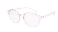 Female Round Medium Spectacle Frame. See Through Pink Frame