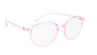 Female Round Medium Spectacle Frame. See Through Pink Frame