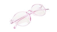 Female Round Medium Spectacle Frame. See Through Pink Frame