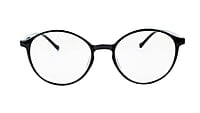 Soigné Unisex Medium Round Spectacle.Glossy Black with leather pouch