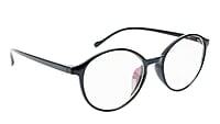 Soigné Unisex Medium Round Spectacle.Glossy Black with leather pouch