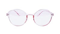 Female Round Medium Spectacle Frame. See Through Light Pink Frame