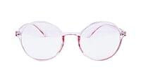 Soigné Female Round Medium Spectacle Frame.See Through Light Pink with Leather pouch