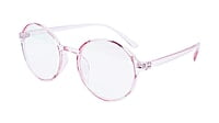 Soigné Female Round Medium Spectacle Frame.See Through Light Pink with Leather pouch
