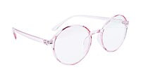 Female Round Medium Spectacle Frame. See Through Light Pink Frame