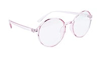 Soigné Female Round Medium Spectacle Frame.See Through Light Pink with Leather pouch