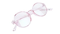 Soigné Female Round Medium Spectacle Frame.See Through Light Pink with Leather pouch
