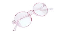 Female Round Medium Spectacle Frame. See Through Light Pink Frame