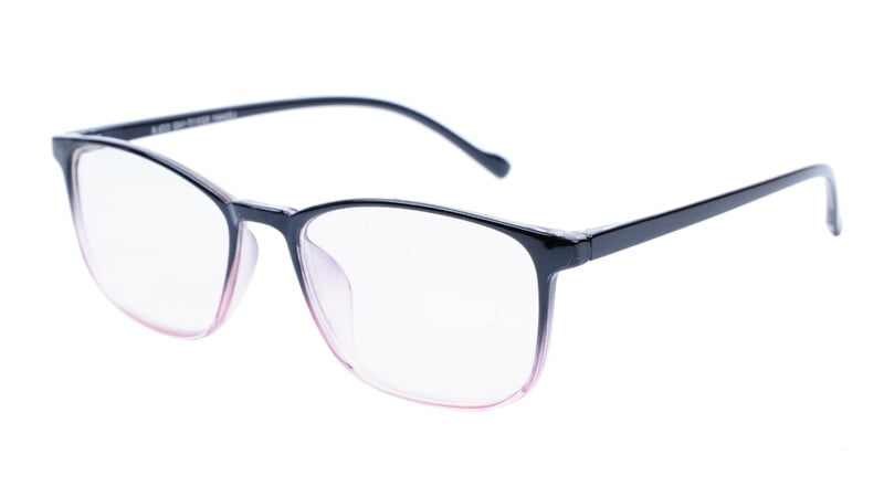 Female Large Rectangular Spectacle Frame. Black & Pink Frame