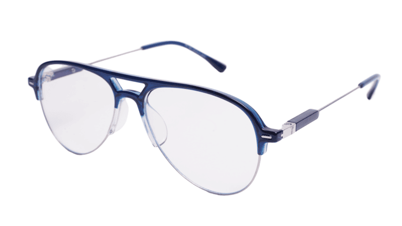 Soigné Unisex Large Half Rim Aviator Spectacle Frame.Blue