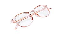 Unisex Large Round Spectacle Frame. See Through Brown Color