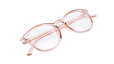 Unisex Large Round Spectacle Frame. See Through Brown Color
