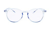Unisex Large Full Rim Round Spectacle Frame. See Through Blue Color