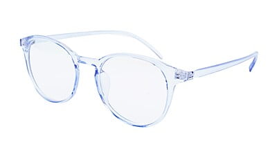 Unisex Large Full Rim Round Spectacle Frame. See Through Blue Color Unisex Large Full Rim Round Spectacle Frame. See Through Blue Color
