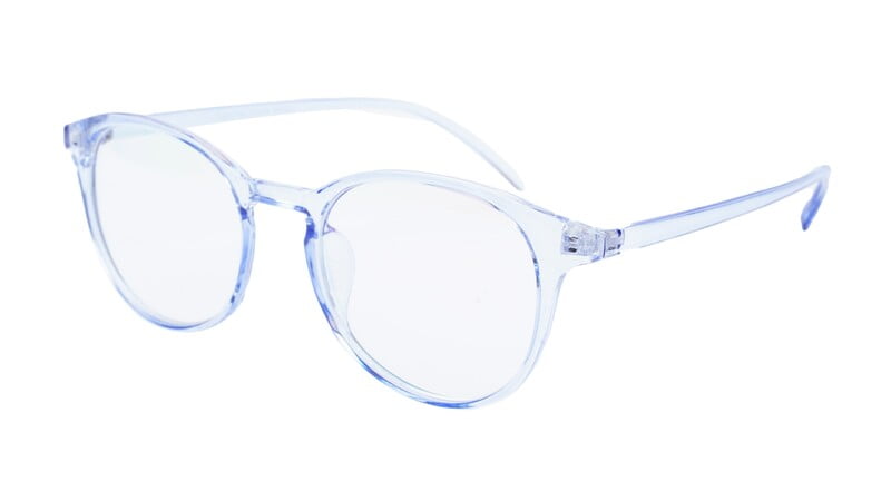 Unisex Large Full Rim Round Spectacle Frame. See Through Blue Color