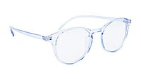 Unisex Large Full Rim Round Spectacle Frame. See Through Blue Color