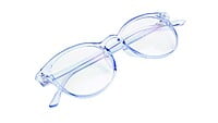 Unisex Large Full Rim Round Spectacle Frame. See Through Blue Color