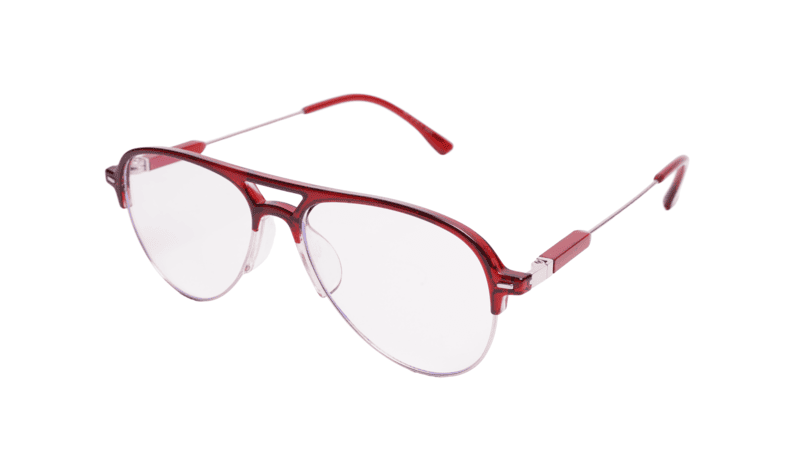 Soigné Unisex Large Half Rim Aviator Spectacle Frame.Red