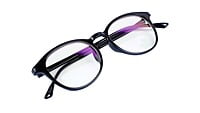 Unisex Large Round Spectacle Frame. Glossy Black Color