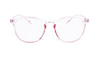 Female Round Large Spectacle Frame. See Through Pink Color