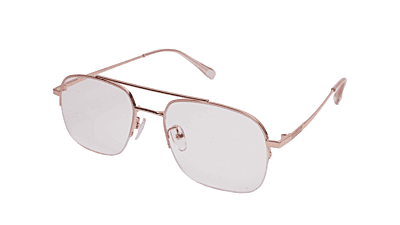 Soigné Unisex Half Rim Rectangular Spectacle Frame.Rose Gold-Large